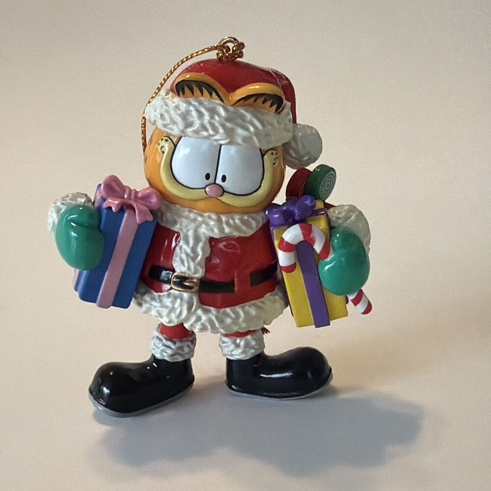 Vintage GARFIELD THE CAT CHRISTMAS ORNAMENT SANTA Bag Toys 1998 Holiday Gifts